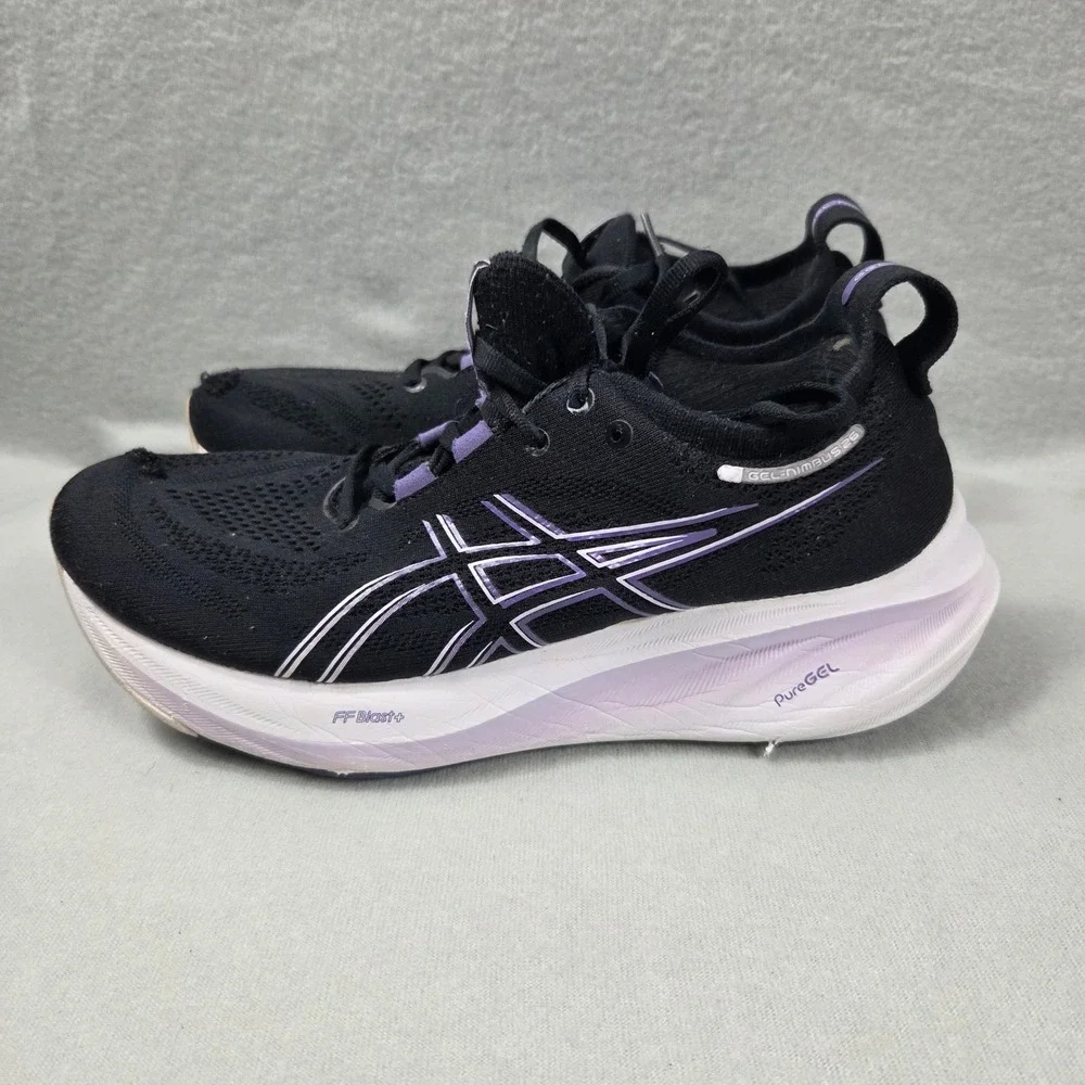 ASICS Gel-Nimbus 26 Womens Running Shoes Black Purple 1012B601 Size 7.5